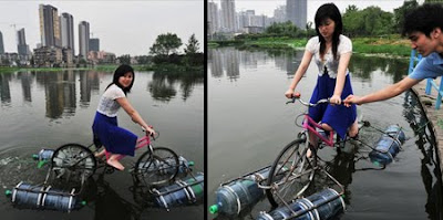 Unusual Modified Bicycle Rides on Water Seen On goodday