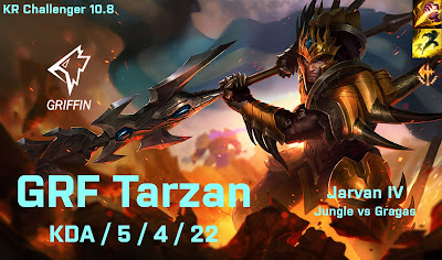 GRF Tarzan Jarvan JG vs Gragas - KR Challenger 10.8