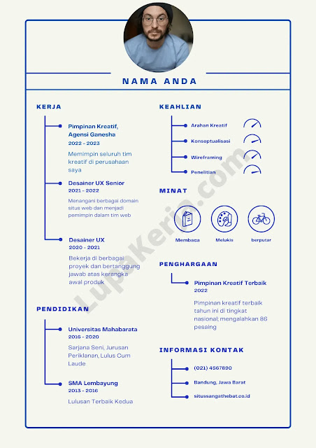 Biru dan Krem Minimalis Monoton Desainer UX Resume