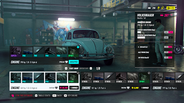 Screenshot of modifying a Volkswagen Beetle in Need for Speed Heat