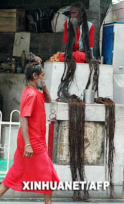 Monk with long hair