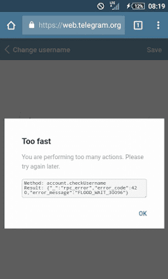 tidak bisa mengganti username telegram