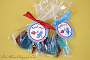 . Dr. Seuss themed favor tags to go with her red fish and blue fish soaps.