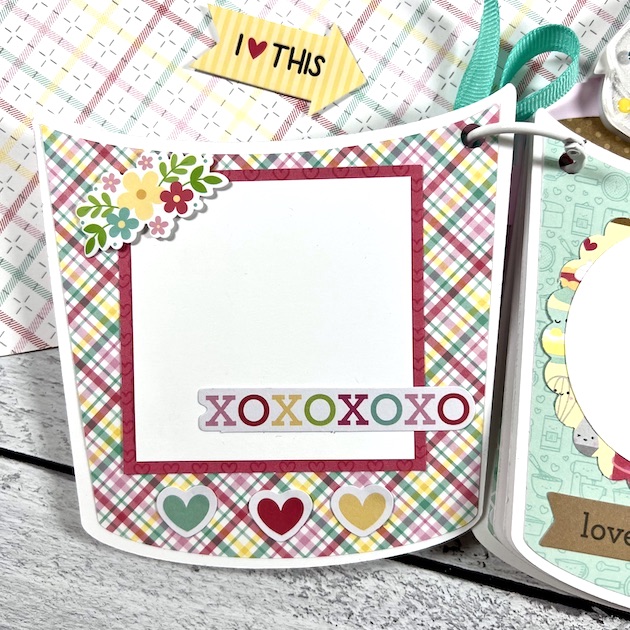 Hot Chocolate Scrapbook Mini Album Page with hearts