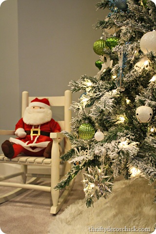 flocked christmas tree blue and green