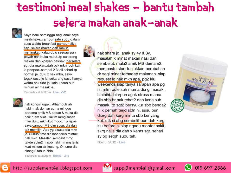 Supplement4all, Specially Created 4 YOU!: Testimoni Meal ...