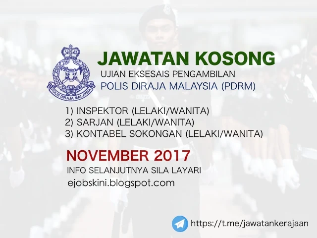 Jawatan Kosong Terkini PDRM November 2017