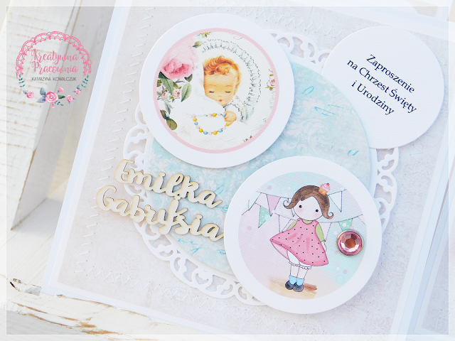 ręcznie robione zaproszenie, 2w1, chrzest, urodziny handmade, scrapbooking