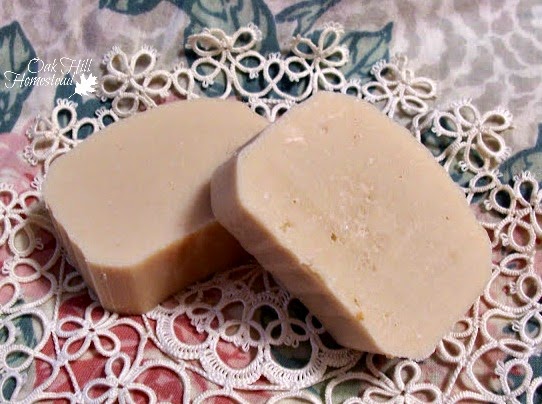 Bars of goat milk soap on a lacy doily