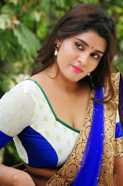 Latest Telugu Actress Harini Beautiful Blue Saree Photoshoot