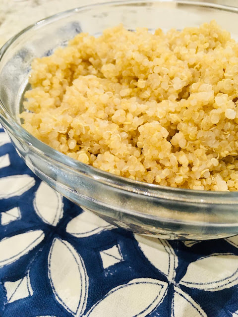 Bowl of white fluffy quinoa