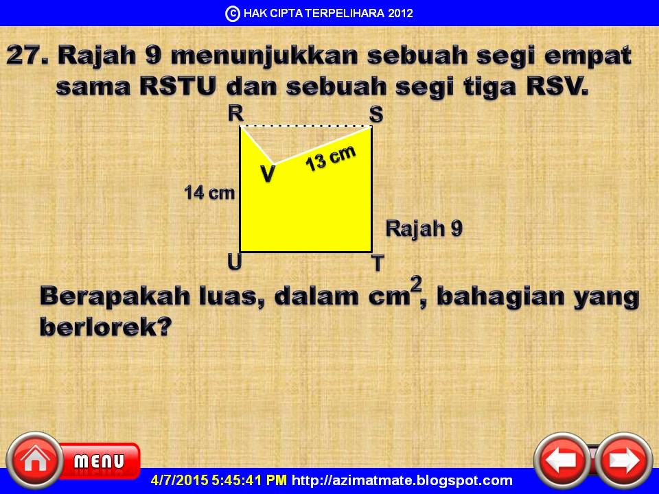 AZIMAT MATEMATIK: MENCARI LUAS KAWASAN BERLOREK