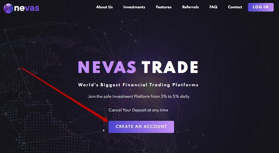 Регистрация в Nevas Trade