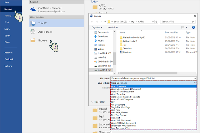 Cara 1 Menyimpan File Dalam Format File Alternatif Dengan Pengaturan Default