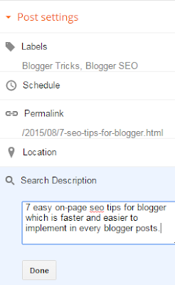 Search Description Block in Blogger