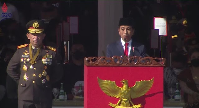 Polres Sukabumi Bersama Forkopimda Mengikuti Upacara Puncak Hari Bhayangkara ke-76 Di Pimpin oleh Bapak Presiden Republik Indonesia