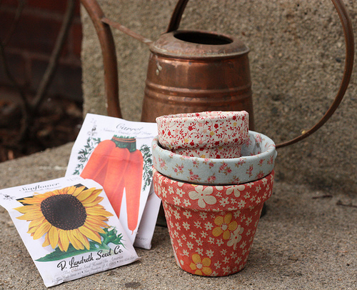 4 You With Love: How To Decoupage Terra Cotta Pots with Fabric