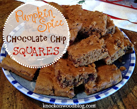 Recipe for Pumpkin Spice Chocolate Chip Dessert Squares