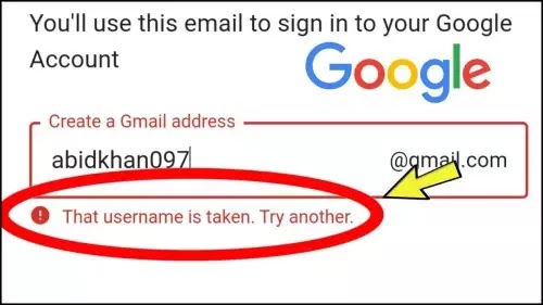 Google Account That Username is Taken. Try Another Problem Solved