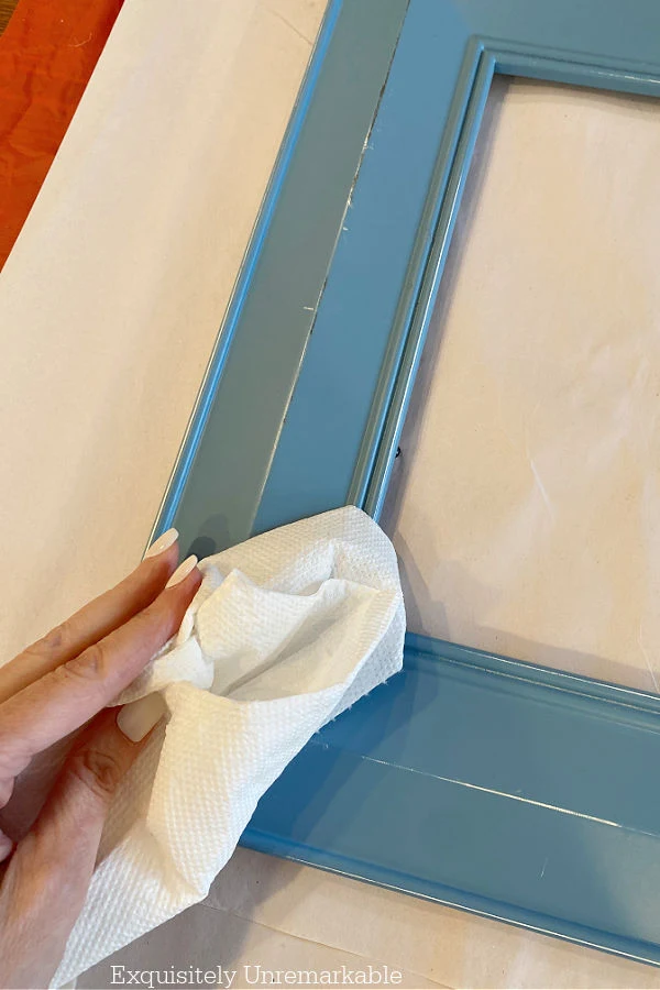 Prepping A Picture Frame  For Paint by wiping it down with vinegar and water