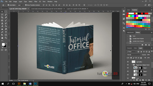 Cara mengganti gambar mockup buku di photoshop + video