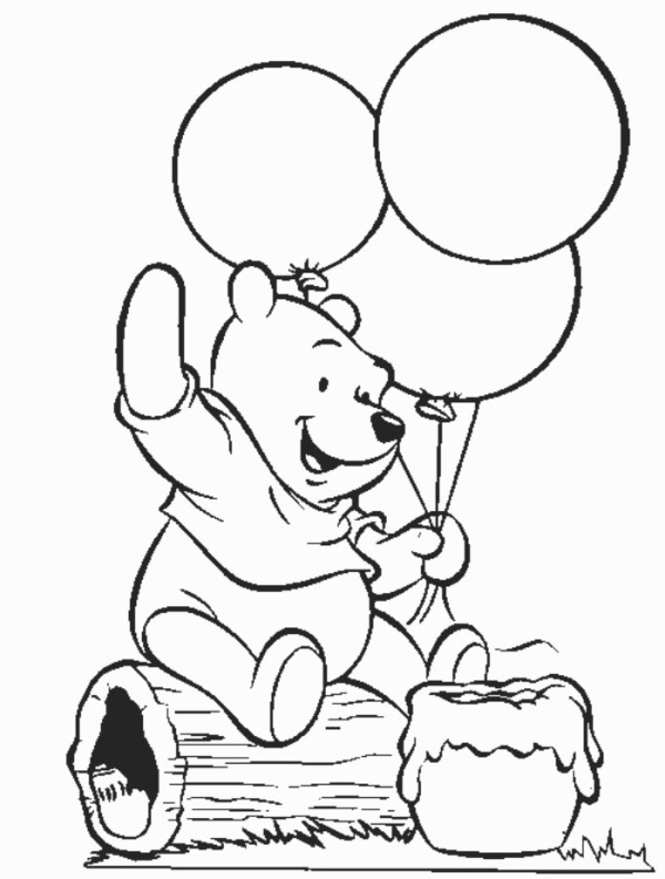 Halaman belajar mewarnai gambar winnie the pooh yang lucu 