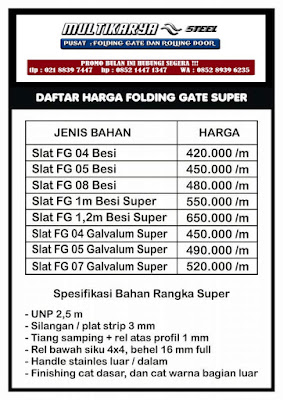 gambar untuk daftar harga folding gate super murah