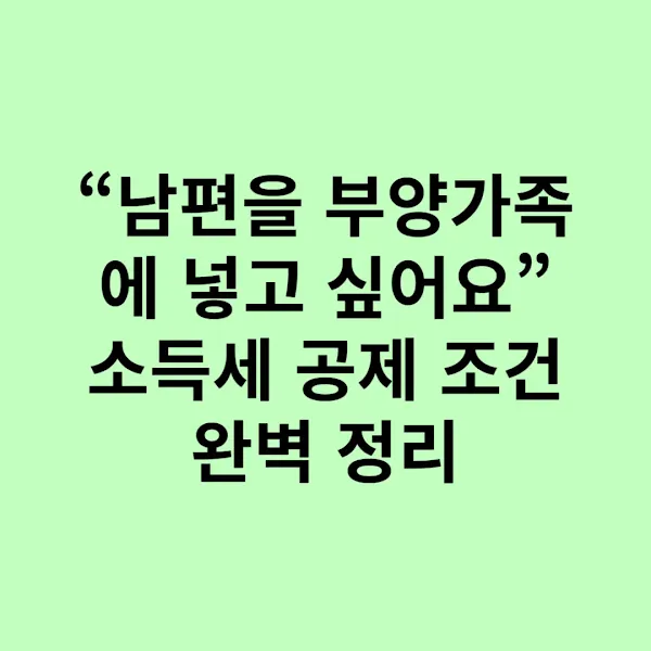 “남편을 부양가족에 넣고 싶어요” 소득세 공제 조건 완벽 정리