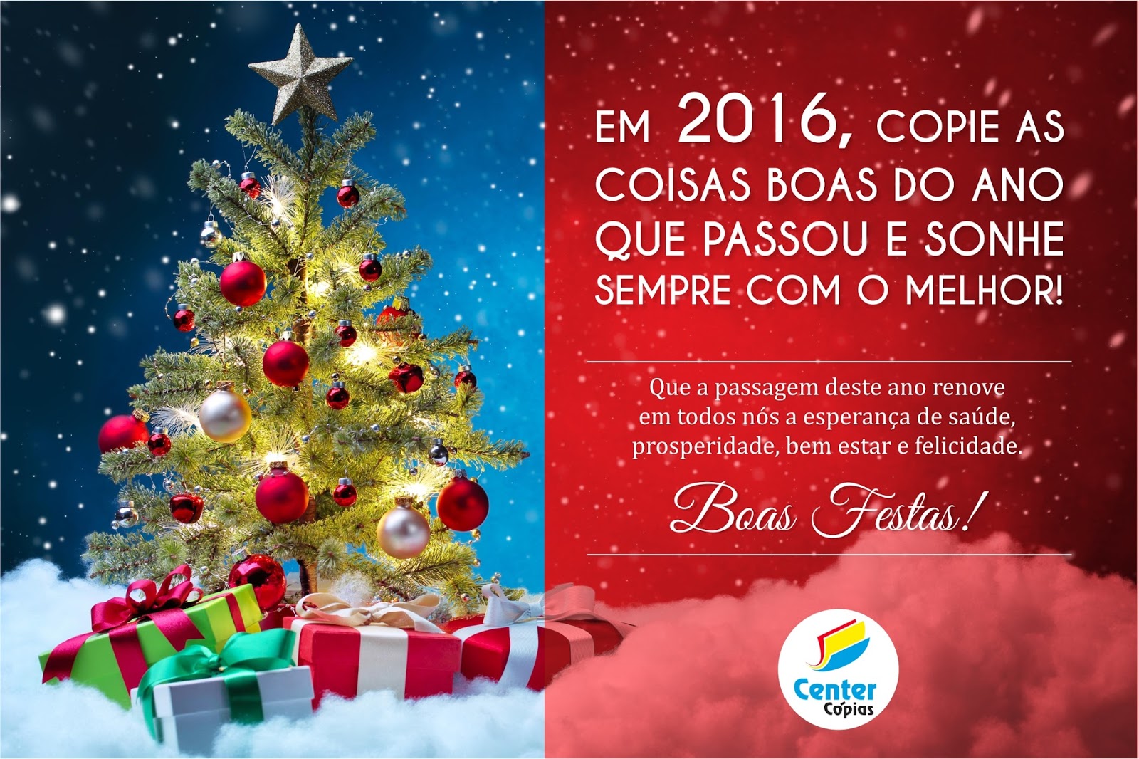 Boas festas aos clientes Magia das Mensagens