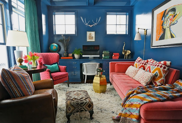 Desain Interior cat Rumah Warna Biru