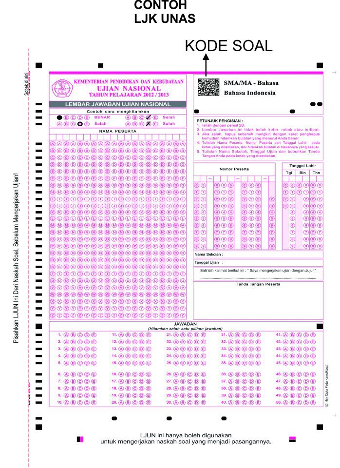 Contoh LJK Ujian Nasional 2013