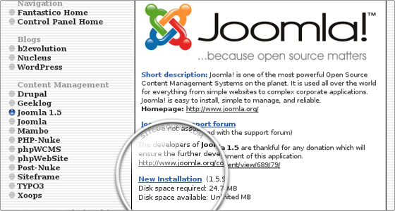 install Joomla Via Fantastico