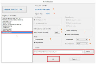 LED Edit Select Controller window