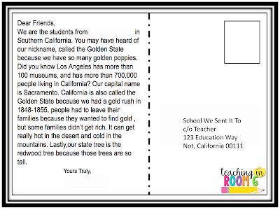 for a 50 state postcard exchange the students write the paragraphs