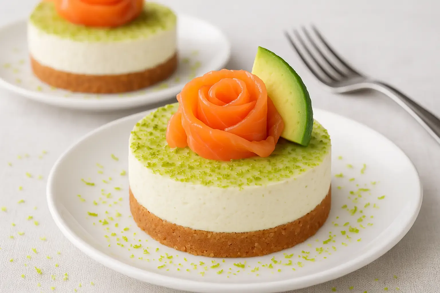 Cheesecake fredda con avocado e salmone affumicato