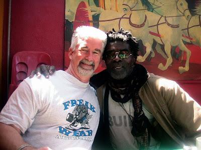 ROBBY ROBINSON AND PAUL GIBNEY, RR'S MASTER CLASS CLIENT AND THE AUTHOR OF FOREWORD TO RR'S BLACK PRINCE BOOK, MEETING FOR A LUNCH AT THE FAMOUS BODYBUILDING FIREHOUSE RESTAURANT IN VENICE, CA, DURING PAUL'S VISIT TO CALIFORNIA FOR TRAINING AND LEARNING ALL THE TRICKS OF THE GAME IN " MASTER CLASS WITH ROBBY ROBINSON" INTENSIVE