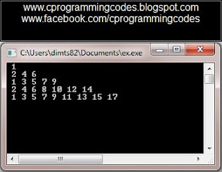 Output of Odd and Even Number Pattern Program In C