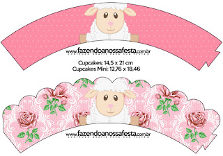 Lamb in Shabby Chic: Free Printable Cupcake Toppers and Wrappers.