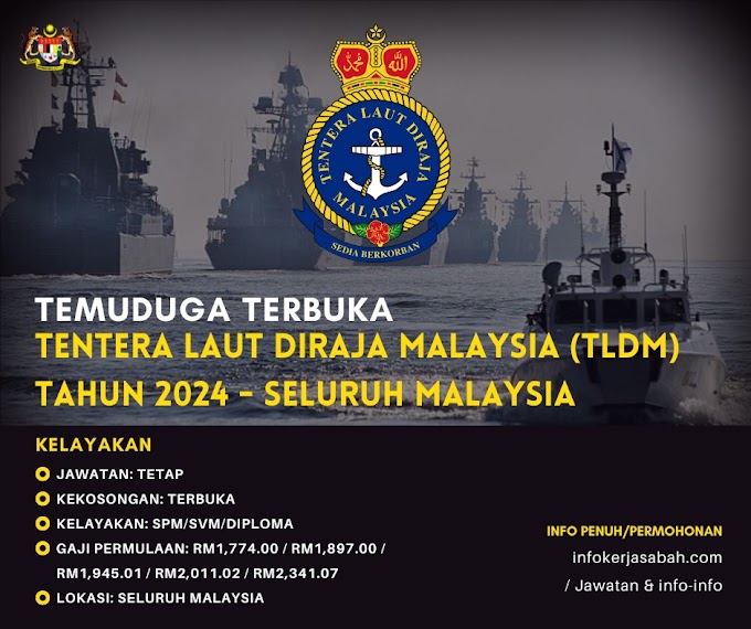 Temuduga Terbuka Tentera Laut Diraja Malaysia (TLDM) Lelaki Dan Wanita Tahun 2024 Seluruh Malaysia