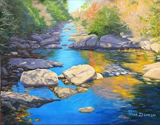 lukisan tarikan air Blue Ridge Parkway oleh Tina Duncan