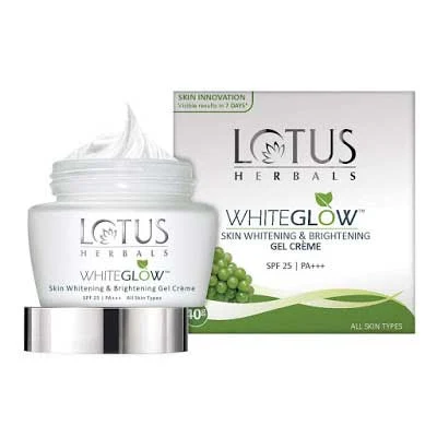लोटस हर्बल्स व्हाइट ग्लो स्किन व्हाइटनिंग एंड ब्राइटनिंग जेल क्रीम (lotus herbal white glow skin whitening and brightening gel cream)