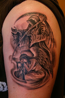 faceless grim reaper tattoo / angel tattoo