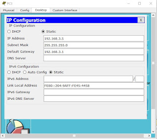 Routing Static di Cisco Packet Tracer