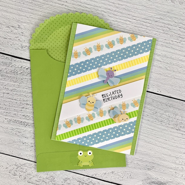 Washi Tape Handmade Greeting Card for birthday with cute bees