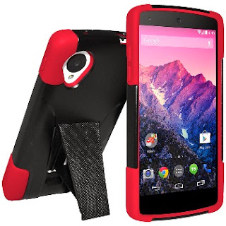 Amzer Double Layer Hybrid Case with Kickstand Black/ Red 