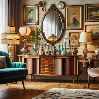 Vintage-inspired decor, mid-century furniture to retro prints and patterns, vintage pieces
