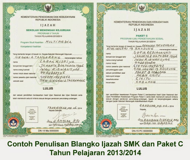 PEDOMAN / PETUNJUK TEKNIS PENULISAN (PENGISIAN) IJAZAH 