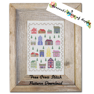 Free Modern House Cross Stitch Sampler Pattern Featuring loads of Tiny Houses