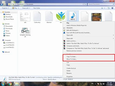 Di chuyển và Copy(Move & Copy) file và folder trong window 7