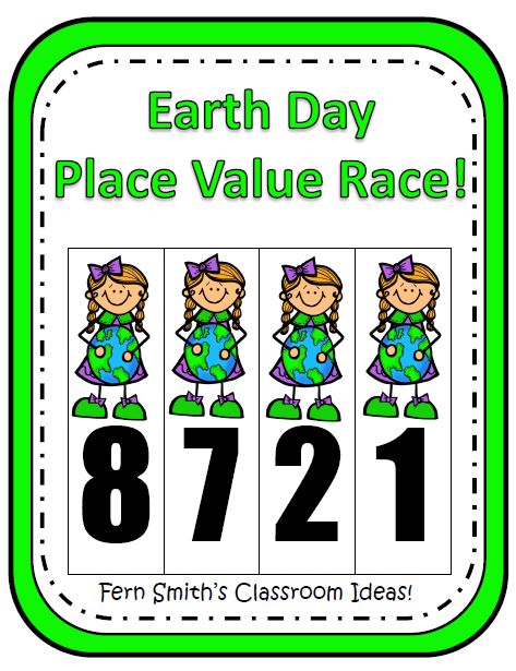 Fern Smith's Place Value Race Game Earth Day Themed